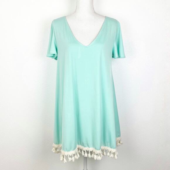 Judith March Tunic V Neck Fringe Top - Size Large - Picture 1 of 8